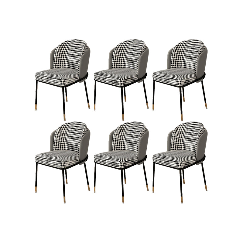 Upholstered Side Chair Modern Style Open Back Armless Chair for Dining Room Gray Houndstooth 6 Piece Set Clearhalo 'Dining Chairs' 'Dining Tables & Seating' 'dining_chair' 'furn' 'furn_dining_chair' 'Furniture' 'Kitchen & Dining Furniture' 7193627