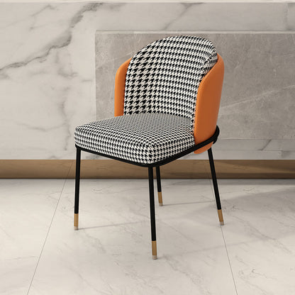 Upholstered Side Chair Modern Style Open Back Armless Chair for Dining Room Orange Houndstooth 1 Piece Clearhalo 'Dining Chairs' 'Dining Tables & Seating' 'dining_chair' 'furn' 'furn_dining_chair' 'Furniture' 'Kitchen & Dining Furniture' 7193629