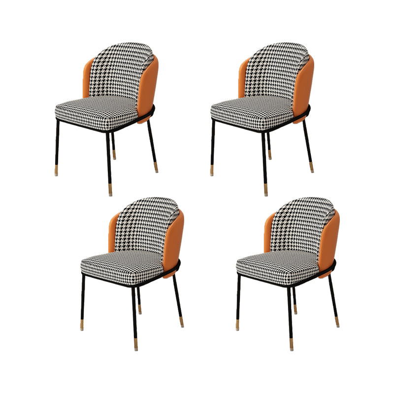 Upholstered Side Chair Modern Style Open Back Armless Chair for Dining Room Orange Houndstooth 4 Piece Set Clearhalo 'Dining Chairs' 'Dining Tables & Seating' 'dining_chair' 'furn' 'furn_dining_chair' 'Furniture' 'Kitchen & Dining Furniture' 7193631