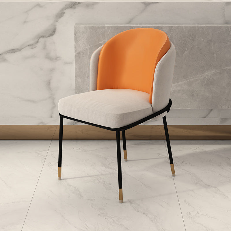 Upholstered Side Chair Modern Style Open Back Armless Chair for Dining Room Orange 1 Piece Clearhalo 'Dining Chairs' 'Dining Tables & Seating' 'dining_chair' 'furn' 'furn_dining_chair' 'Furniture' 'Kitchen & Dining Furniture' 7193644