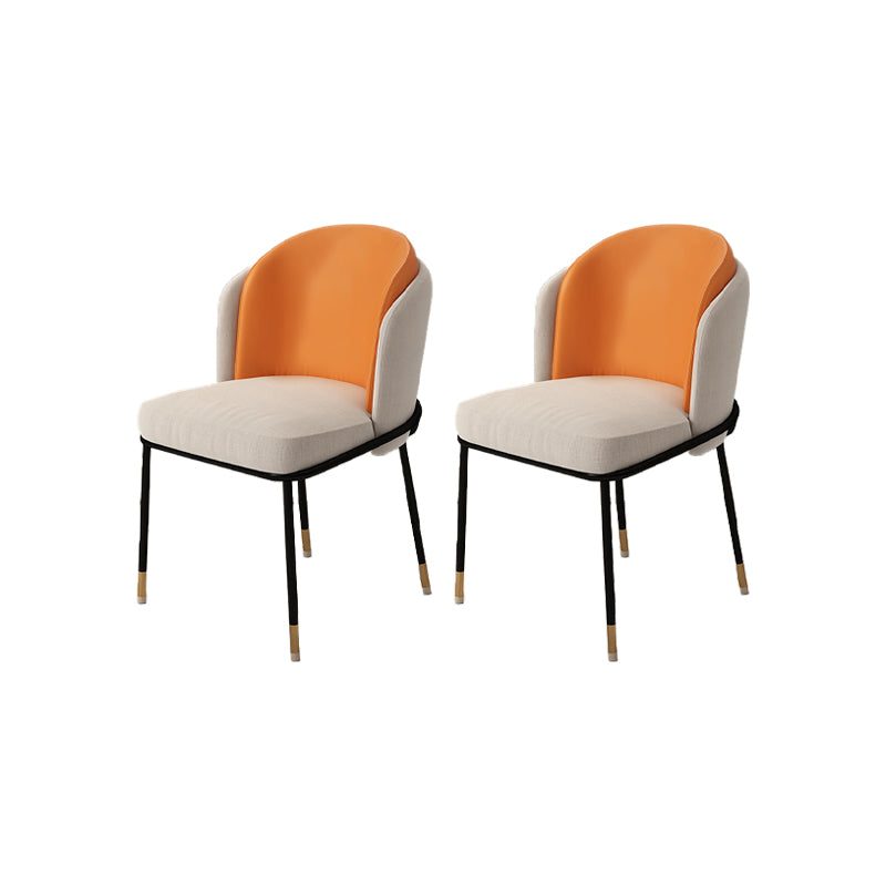 Upholstered Side Chair Modern Style Open Back Armless Chair for Dining Room Orange 2 Piece Set Clearhalo 'Dining Chairs' 'Dining Tables & Seating' 'dining_chair' 'furn' 'furn_dining_chair' 'Furniture' 'Kitchen & Dining Furniture' 7193645