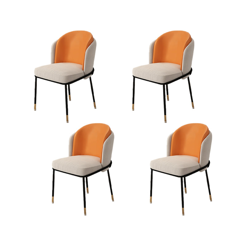 Upholstered Side Chair Modern Style Open Back Armless Chair for Dining Room Orange 4 Piece Set Clearhalo 'Dining Chairs' 'Dining Tables & Seating' 'dining_chair' 'furn' 'furn_dining_chair' 'Furniture' 'Kitchen & Dining Furniture' 7193646