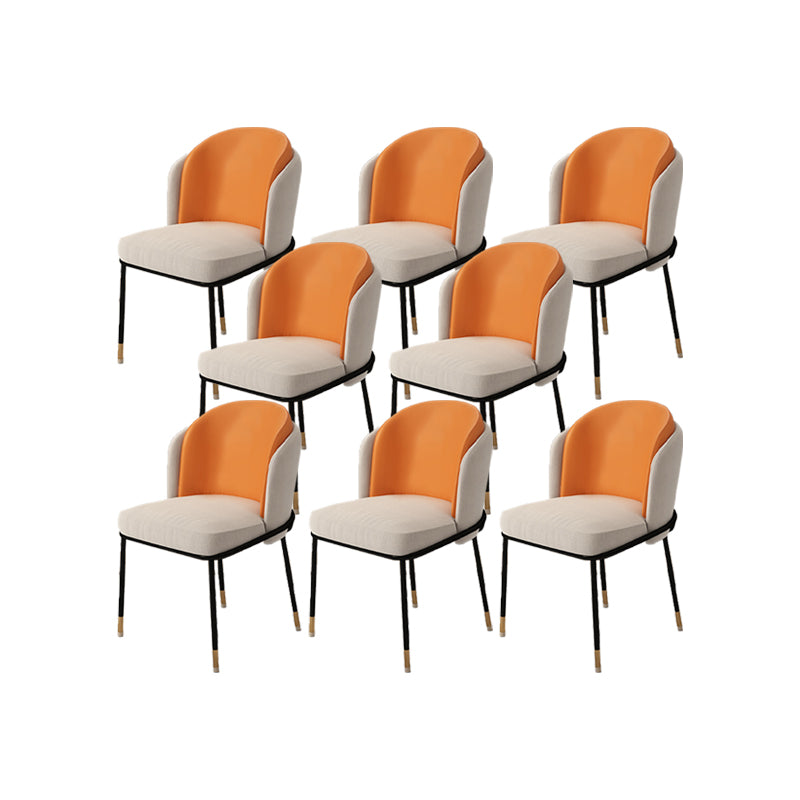 Upholstered Side Chair Modern Style Open Back Armless Chair for Dining Room Orange 8 Piece Set Clearhalo 'Dining Chairs' 'Dining Tables & Seating' 'dining_chair' 'furn' 'furn_dining_chair' 'Furniture' 'Kitchen & Dining Furniture' 7193648