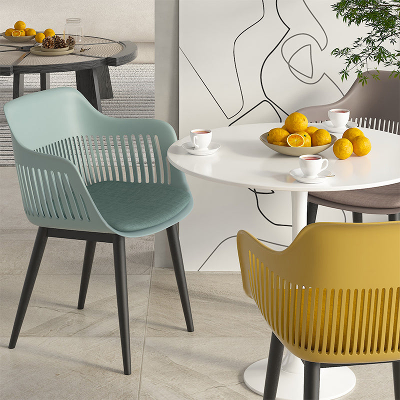 Plastic Arm Chair Modern Style Open Back Chair for Dining Room