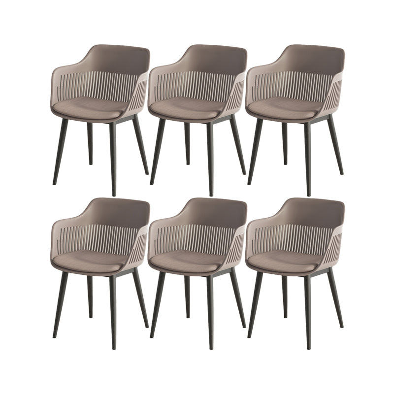 Plastic Arm Chair Modern Style Open Back Chair for Dining Room