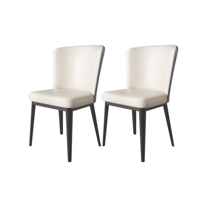 Faux Leather Side Chairs Modern Parsons Armless Chair for Dining Room