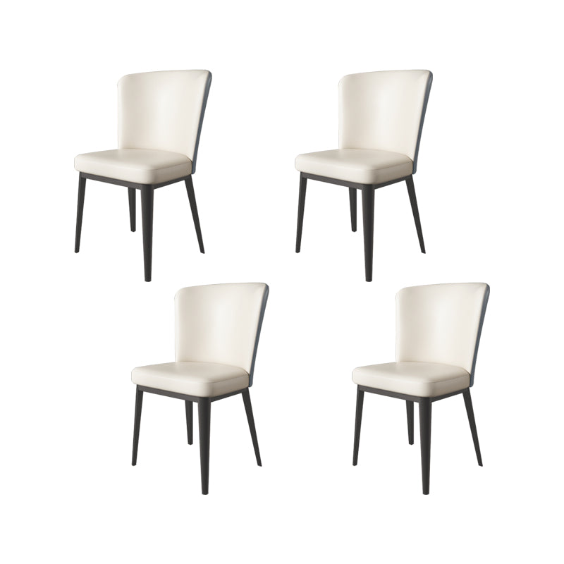 Faux Leather Side Chairs Modern Parsons Armless Chair for Dining Room
