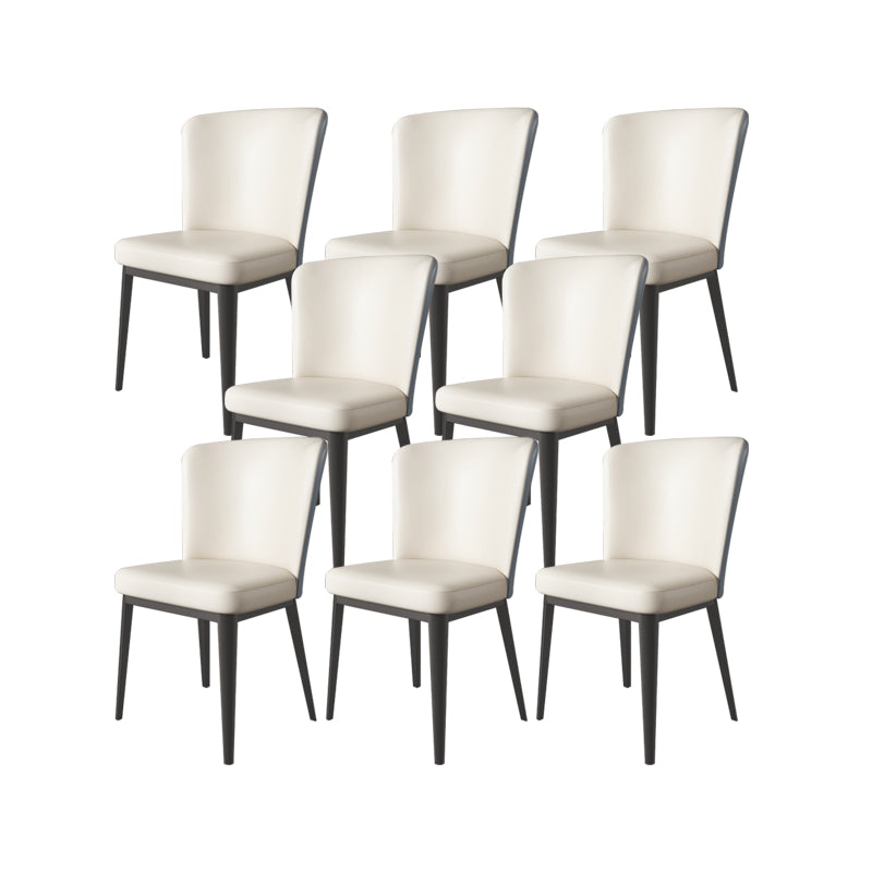 Faux Leather Side Chairs Modern Parsons Armless Chair for Dining Room