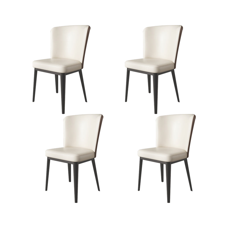 Faux Leather Side Chairs Modern Parsons Armless Chair for Dining Room