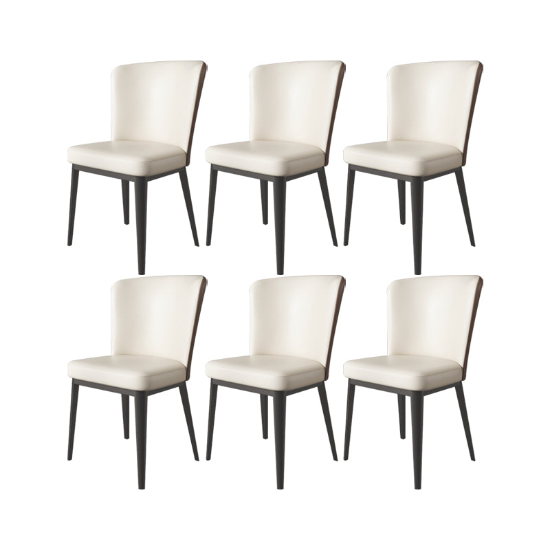 Faux Leather Side Chairs Modern Parsons Armless Chair for Dining Room