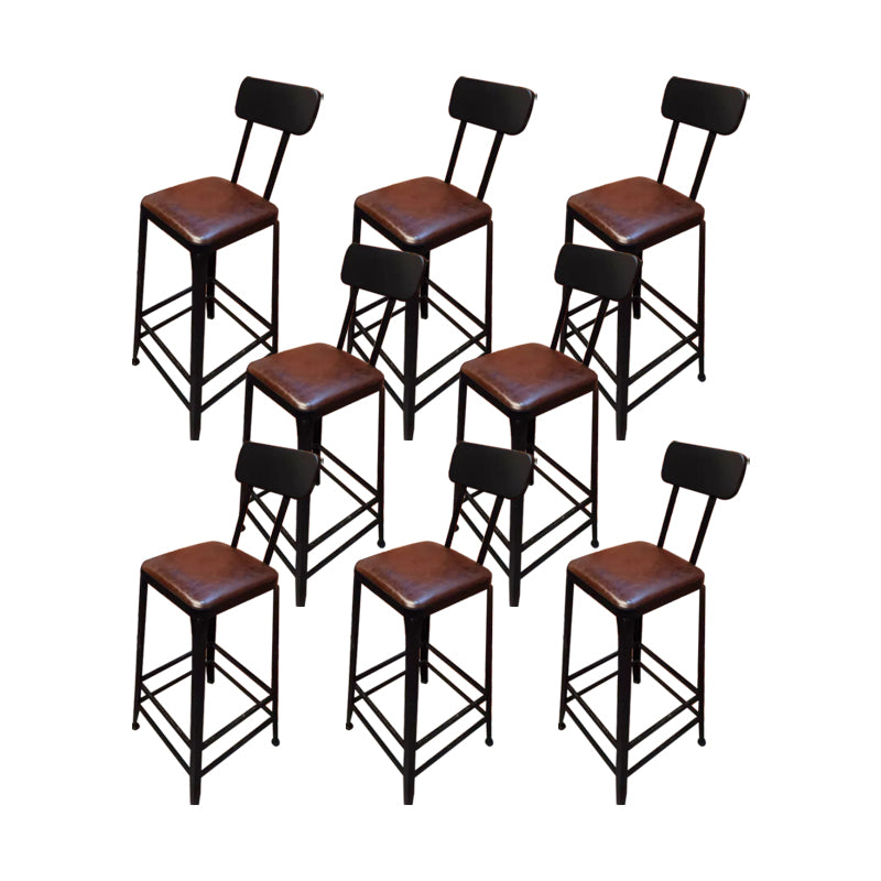 Sgabello da bar senza braccio da pranzo in metallo contemporaneo con base nera