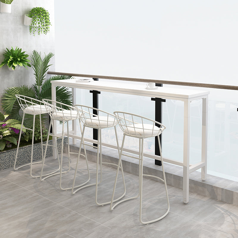 Round Upholstered Dining Stools Low Back Bar Stools with Footrest