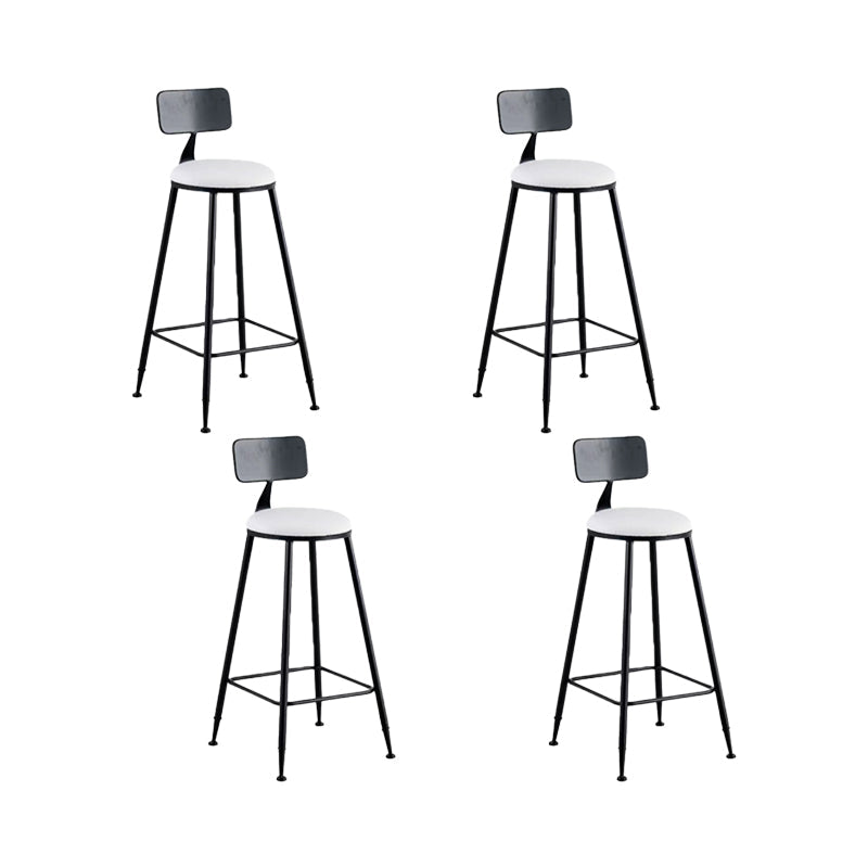 Round Upholstered Dining Stools Low Back Bar Stools with Footrest