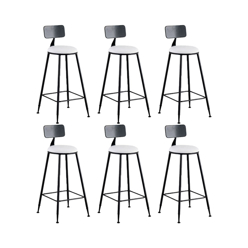 Round Upholstered Dining Stools Low Back Bar Stools with Footrest