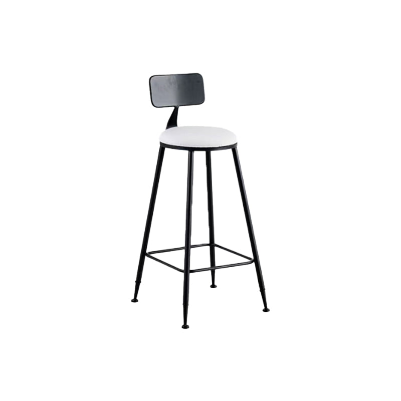Round Upholstered Dining Stools Low Back Bar Stools with Footrest