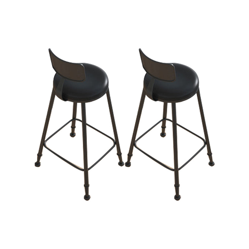 Round Upholstered Dining Stools Low Back Bar Stools with Footrest