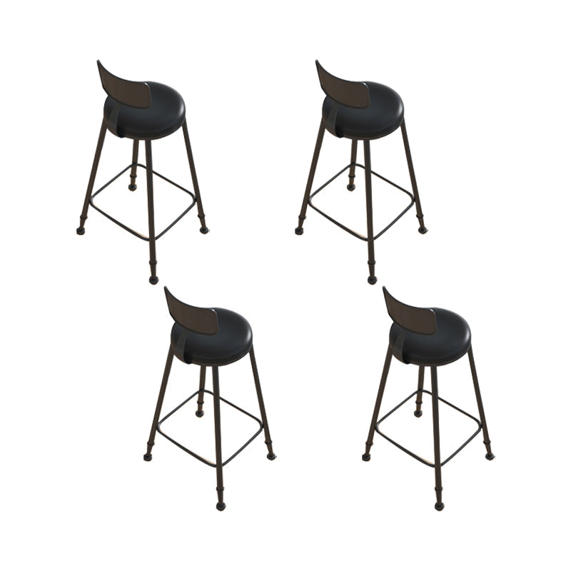 Round Upholstered Dining Stools Low Back Bar Stools with Footrest