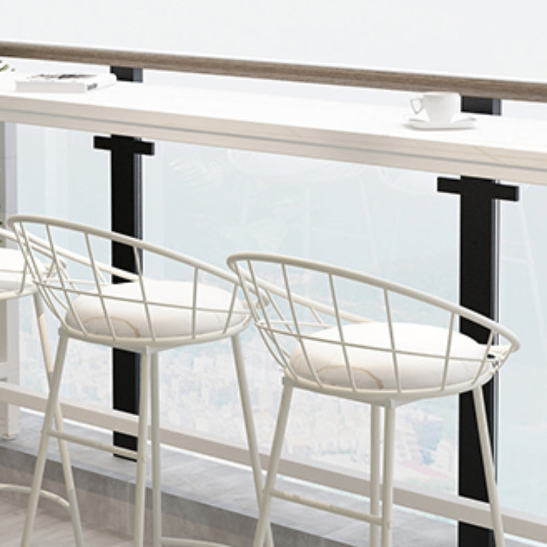 Round Upholstered Dining Stools Low Back Bar Stools with Footrest