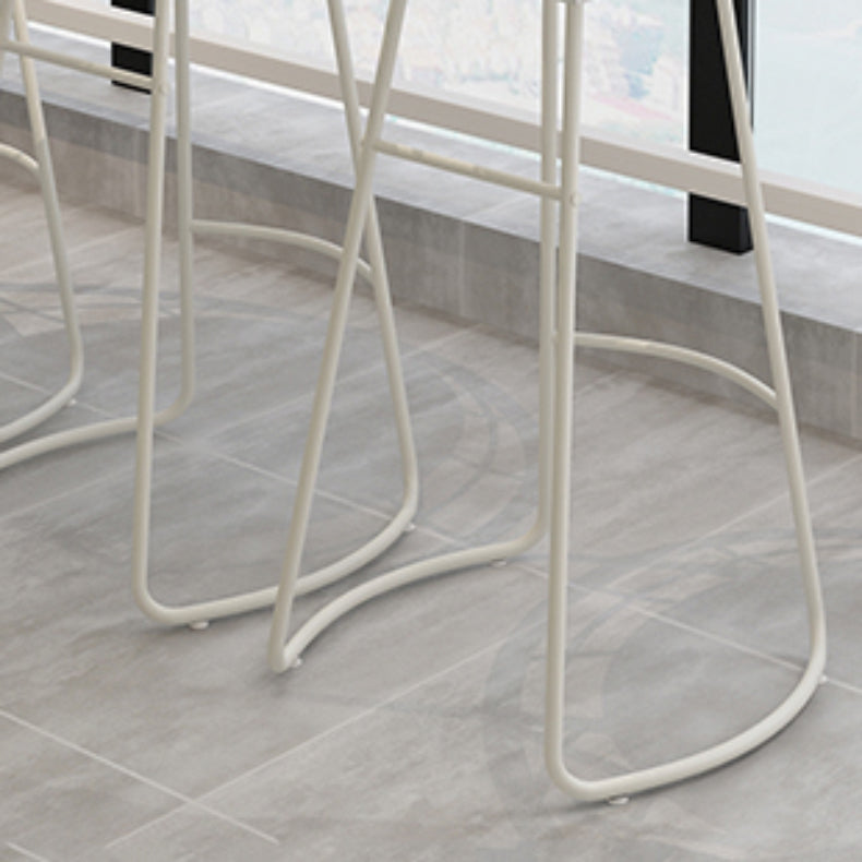 Round Upholstered Dining Stools Low Back Bar Stools with Footrest