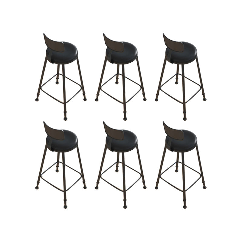 Round Upholstered Dining Stools Low Back Bar Stools with Footrest