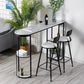 Round Upholstered Dining Stools Low Back Bar Stools with Footrest
