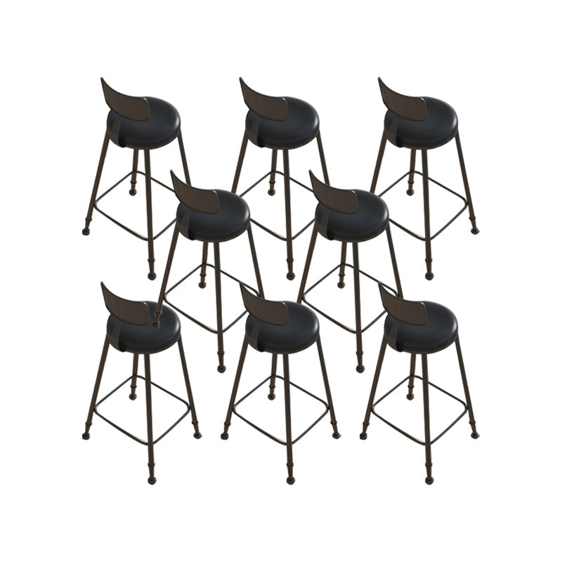 Round Upholstered Dining Stools Low Back Bar Stools with Footrest