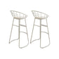Round Upholstered Dining Stools Low Back Bar Stools with Footrest