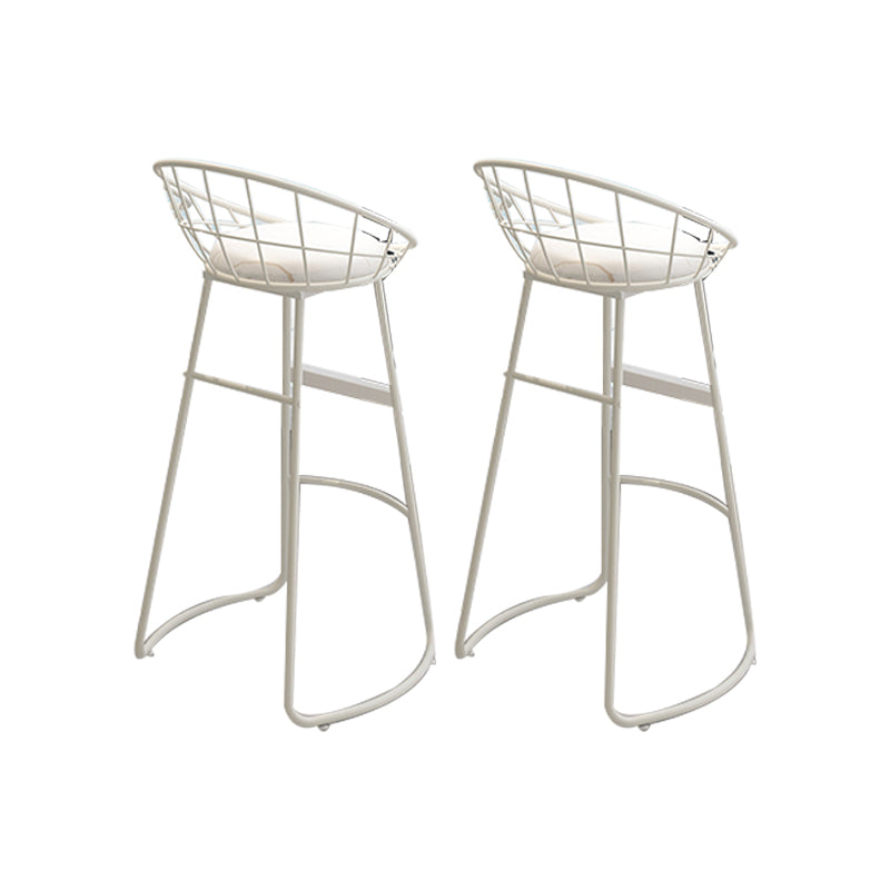 Round Upholstered Dining Stools Low Back Bar Stools with Footrest