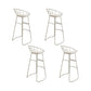 Round Upholstered Dining Stools Low Back Bar Stools with Footrest