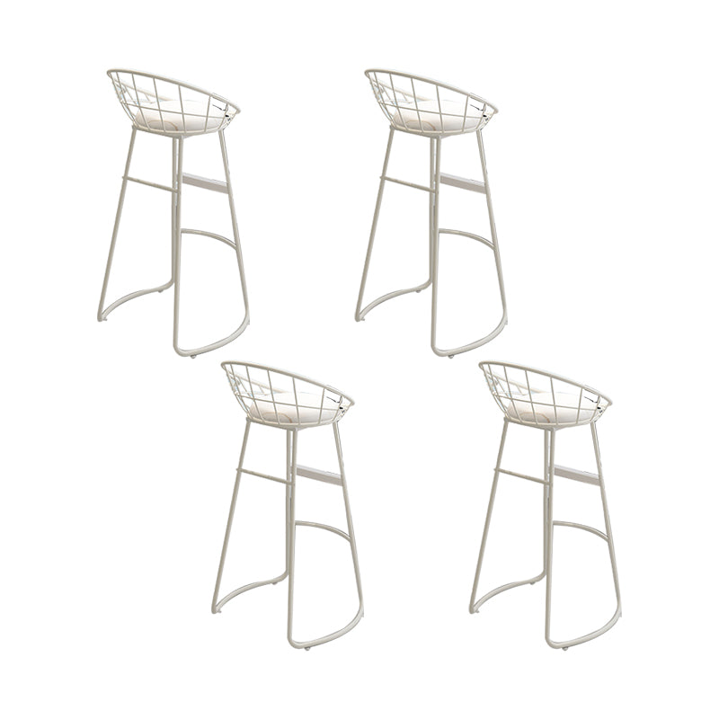 Round Upholstered Dining Stools Low Back Bar Stools with Footrest