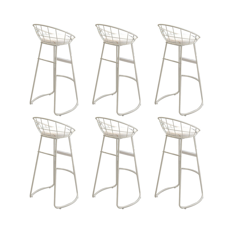 Round Upholstered Dining Stools Low Back Bar Stools with Footrest