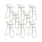 Round Upholstered Dining Stools Low Back Bar Stools with Footrest
