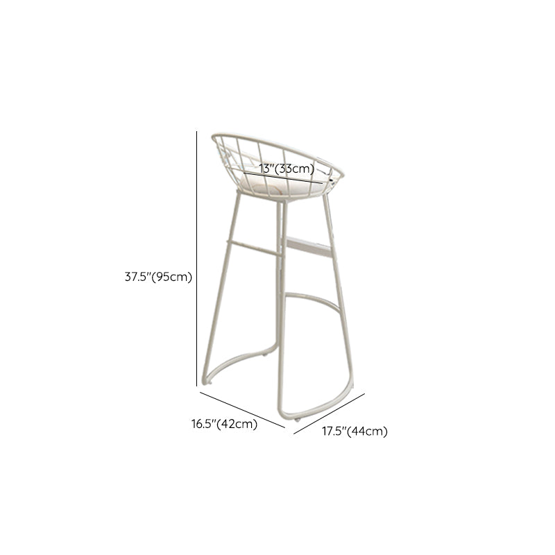 Round Upholstered Dining Stools Low Back Bar Stools with Footrest