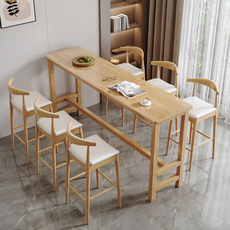 Modern Indoor Bar Stool Table Rectangle Wood Bar Dining Table Natural Without Chairs Clearhalo 'Bar Furniture' 'Bar Tables' 'bar_tables' 'furn' 'furn_bar_tables' 'Furniture' 'Kitchen & Dining Furniture' 7194089