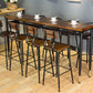 Table de tabouret de bar d'intérieur industriel, table de salle à manger en métal et bois