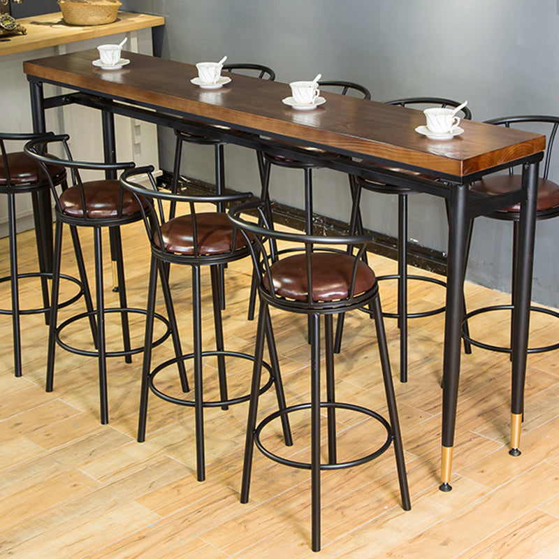 Table de tabouret de bar d'intérieur industriel, table de salle à manger en métal et bois
