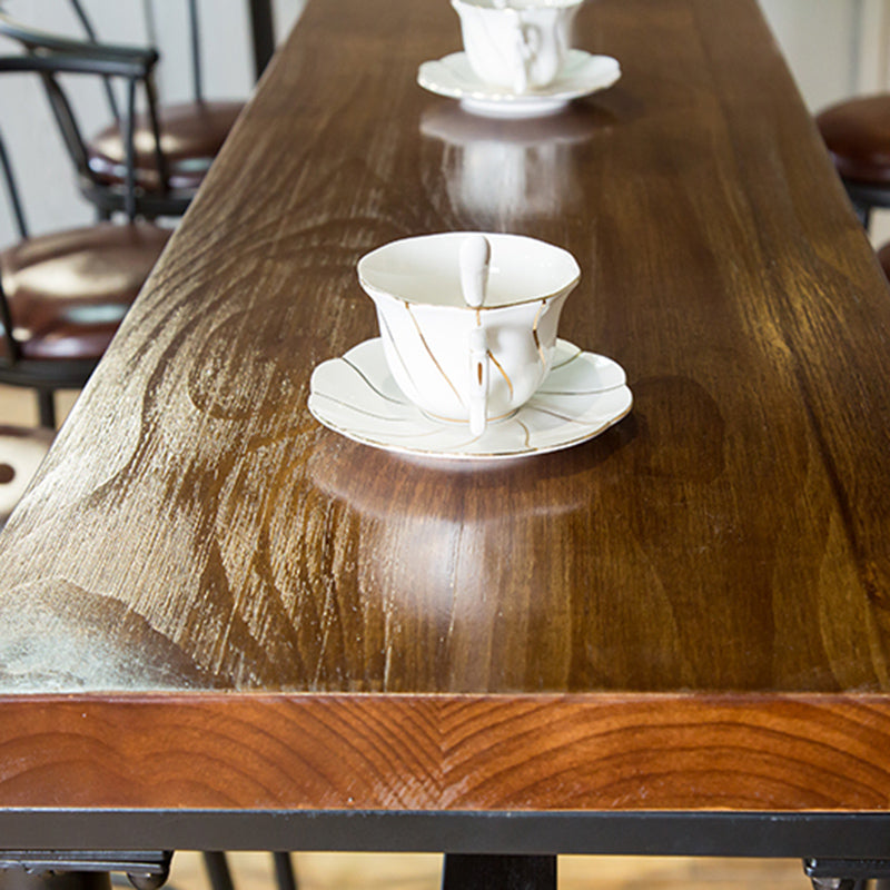 Table de tabouret de bar d'intérieur industriel, table de salle à manger en métal et bois
