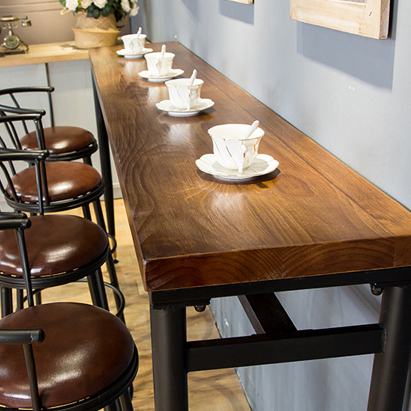 Table de tabouret de bar d'intérieur industriel, table de salle à manger en métal et bois