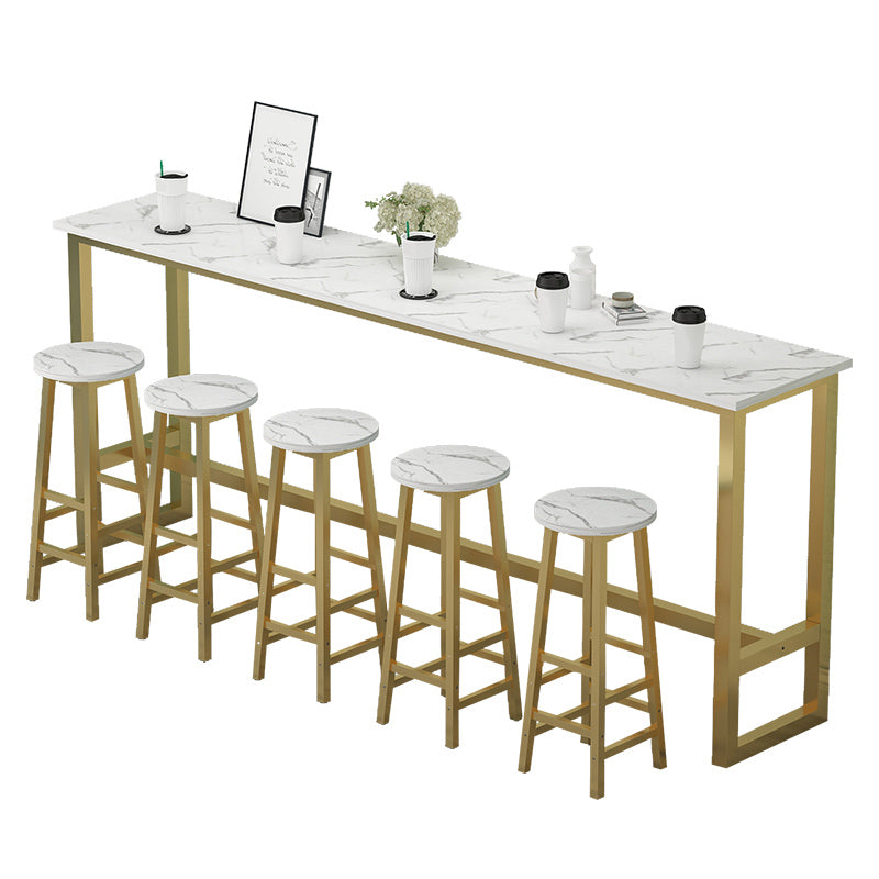 Glam Indoor Bar Stool Table Rectangle Bar Dining Table with Footrest