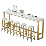 Mesa de taburete de bar de interiores glamorante mesa de comedor de bar rectangular con reposapiés