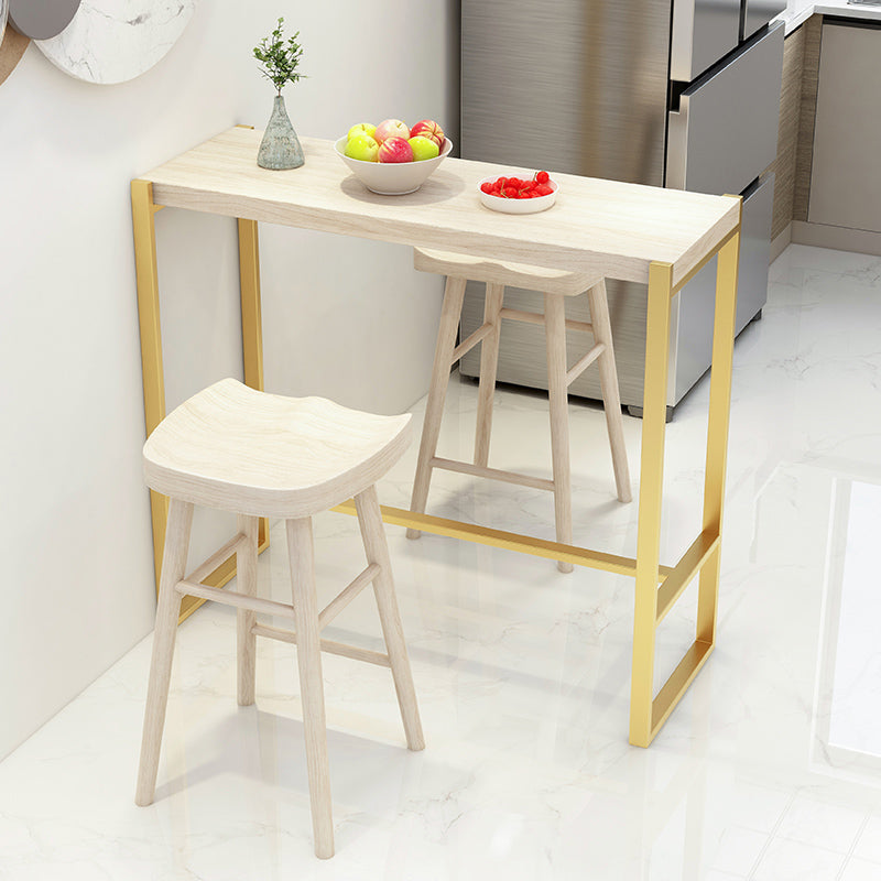 Rectangle Pine Wood Top Bistro Table Modern Pub Table with Metal Base Clearhalo 'Bar Furniture' 'Bar Tables' 'bar_tables' 'furn' 'furn_bar_tables' 'Furniture' 'Kitchen & Dining Furniture' 7194258