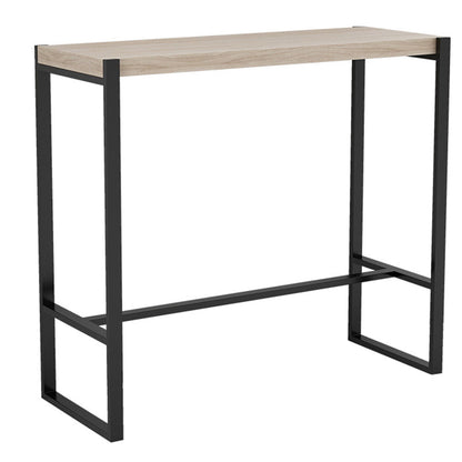 Rectangle Pine Wood Top Bistro Table Modern Pub Table with Metal Base Black Without Chairs Clearhalo 'Bar Furniture' 'Bar Tables' 'bar_tables' 'furn' 'furn_bar_tables' 'Furniture' 'Kitchen & Dining Furniture' 7194259