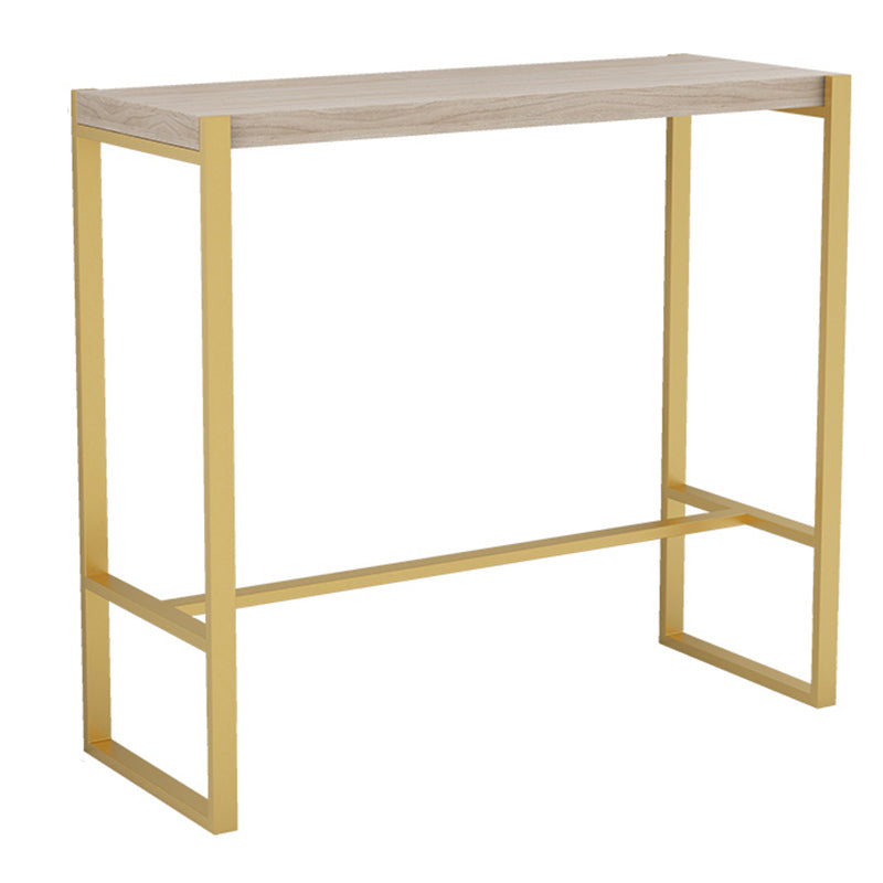 Rectangle Pine Wood Top Bistro Table Modern Pub Table with Metal Base Gold Without Chairs Clearhalo 'Bar Furniture' 'Bar Tables' 'bar_tables' 'furn' 'furn_bar_tables' 'Furniture' 'Kitchen & Dining Furniture' 7194260