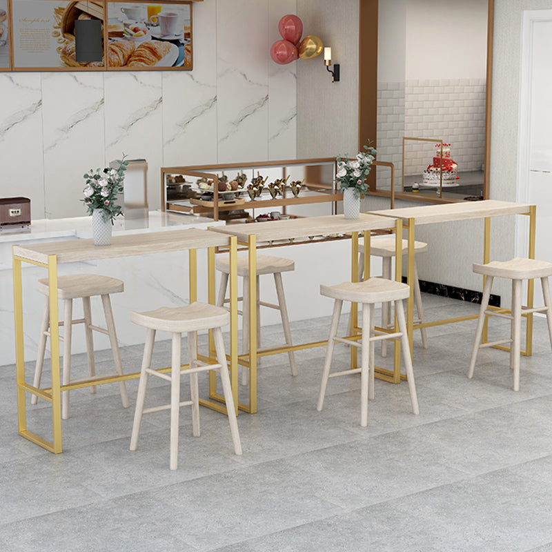 Rectangle Pine Wood Top Bistro Table Modern Pub Table with Metal Base Clearhalo 'Bar Furniture' 'Bar Tables' 'bar_tables' 'furn' 'furn_bar_tables' 'Furniture' 'Kitchen & Dining Furniture' 7194261