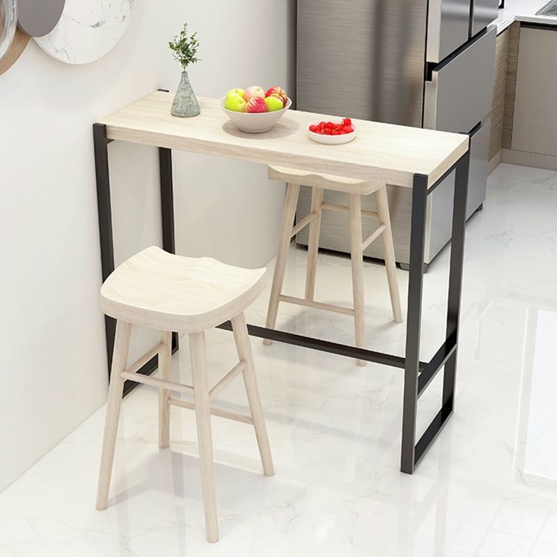 Rectangle Pine Wood Top Bistro Table Modern Pub Table with Metal Base Clearhalo 'Bar Furniture' 'Bar Tables' 'bar_tables' 'furn' 'furn_bar_tables' 'Furniture' 'Kitchen & Dining Furniture' 7194262