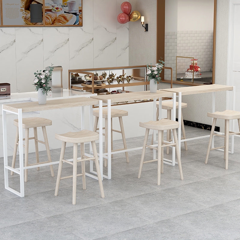 Rectangle Pine Wood Top Bistro Table Modern Pub Table with Metal Base Clearhalo 'Bar Furniture' 'Bar Tables' 'bar_tables' 'furn' 'furn_bar_tables' 'Furniture' 'Kitchen & Dining Furniture' 7194263