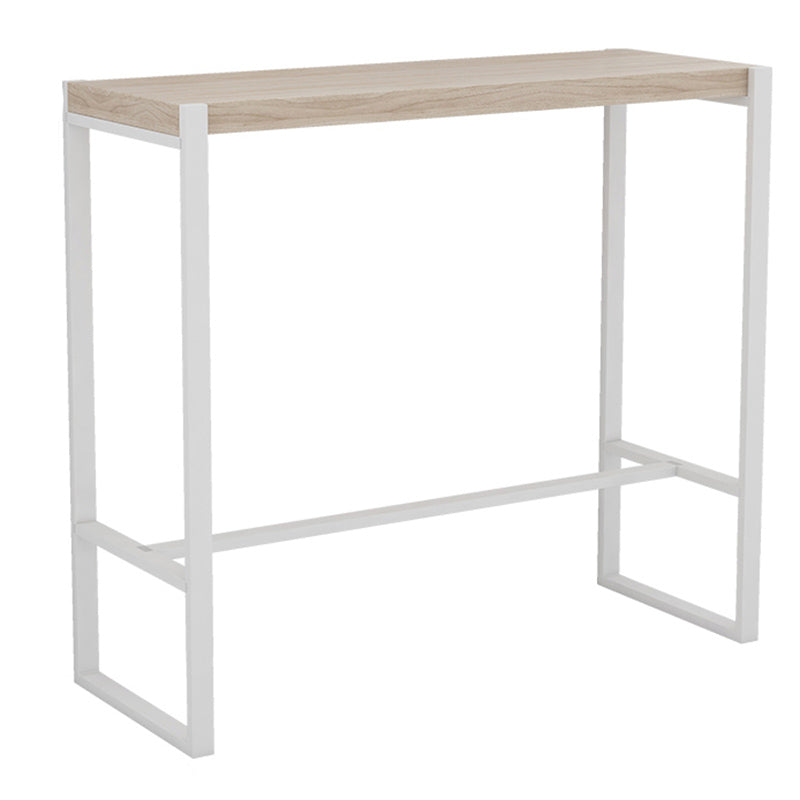 Rectangle Pine Wood Top Bistro Table Modern Pub Table with Metal Base White Without Chairs Clearhalo 'Bar Furniture' 'Bar Tables' 'bar_tables' 'furn' 'furn_bar_tables' 'Furniture' 'Kitchen & Dining Furniture' 7194264