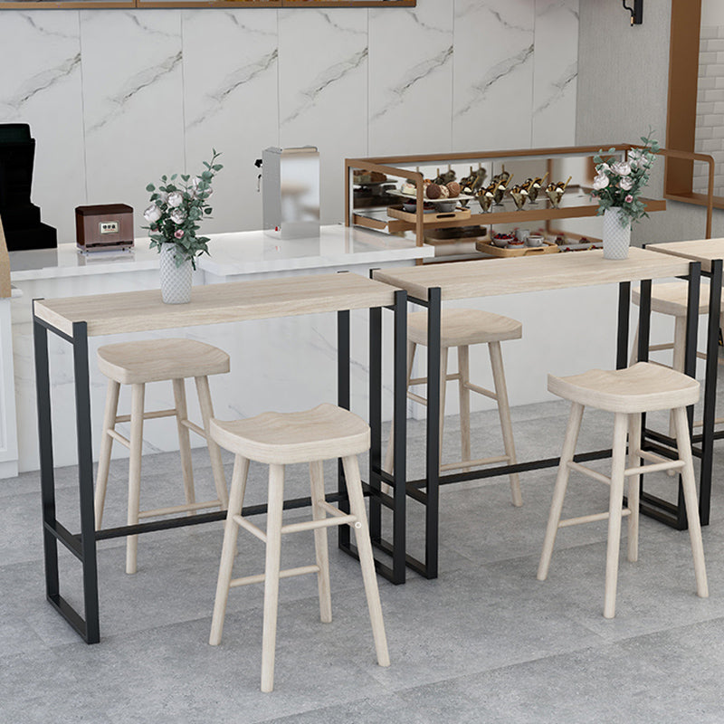 Rectangle Pine Wood Top Bistro Table Modern Pub Table with Metal Base Clearhalo 'Bar Furniture' 'Bar Tables' 'bar_tables' 'furn' 'furn_bar_tables' 'Furniture' 'Kitchen & Dining Furniture' 7194267