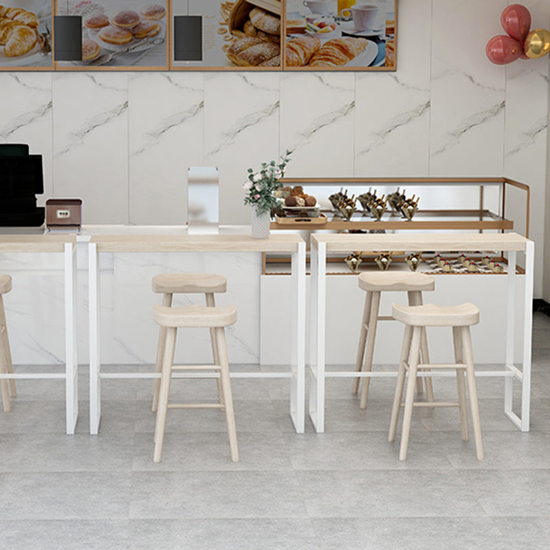 Rectangle Pine Wood Top Bistro Table Modern Pub Table with Metal Base Clearhalo 'Bar Furniture' 'Bar Tables' 'bar_tables' 'furn' 'furn_bar_tables' 'Furniture' 'Kitchen & Dining Furniture' 7194268