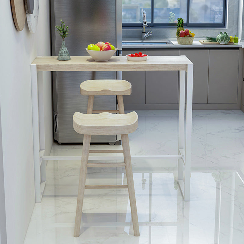 Rectangle Pine Wood Top Bistro Table Modern Pub Table with Metal Base Clearhalo 'Bar Furniture' 'Bar Tables' 'bar_tables' 'furn' 'furn_bar_tables' 'Furniture' 'Kitchen & Dining Furniture' 7194269